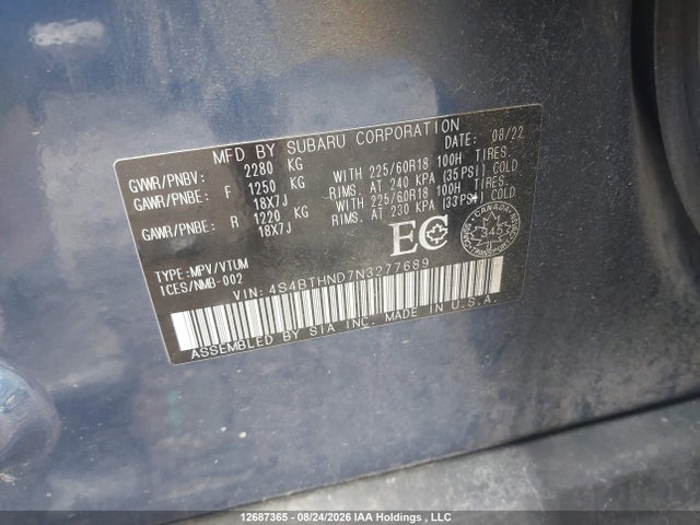 Subaru Outback Limited Xt 2022 4S4BTHND7N3277689 Image 20