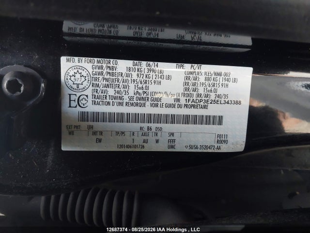 2014 Ford Focus S მანქანა იყიდება აუქციონზე, vin: 1FADP3E25EL343388, აუქციონის ნომერი: 12687374