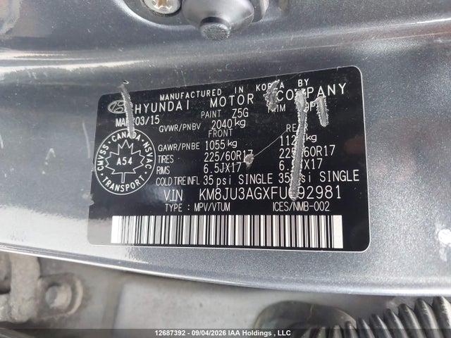 Hyundai Tucson 2015 KM8JU3AGXFU092981 Image 19