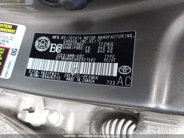 2T1BURHE6HC921562 Toyota COROLLA LE