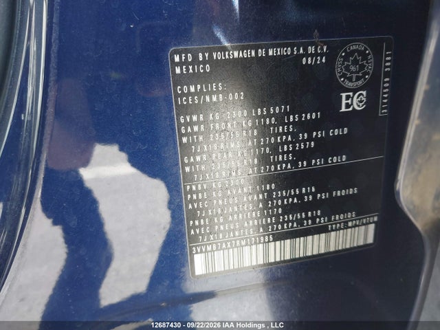 Продажа на аукционе авто 2024 Volkswagen Tiguan, vin: 3VVMB7AX7RM171985, номер лота: 12687430
