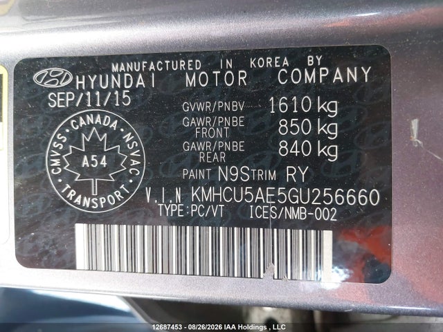 KMHCU5AE5GU256660 Hyundai ACCENT GLS