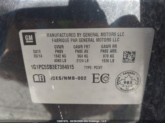 Продаж на аукціоні авто 2014 Chevrolet Cruze, vin: 1G1PC5SB3E7384915, номер лоту: 12687476