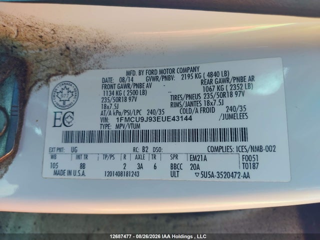 1FMCU9J93EUE43144 Ford Escape Titanium