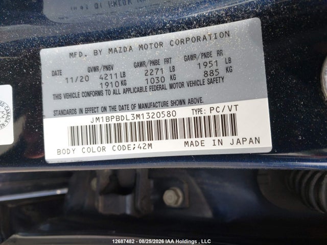 JM1BPBDL3M1320580 Mazda 3 Premium