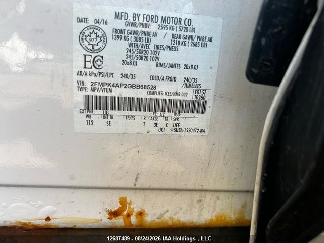 2FMPK4AP2GBB68528 Ford EDGE SPORT