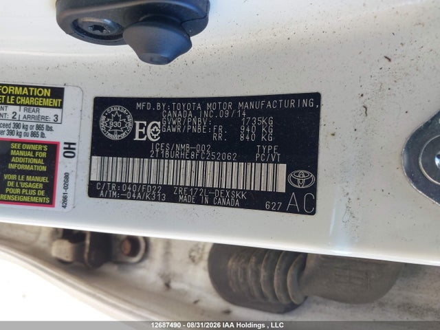 Продаж на аукціоні авто 2015 Toyota Corolla S, vin: 2T1BURHE8FC252062, номер лоту: 12687490