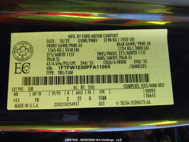 Ford F150 Supercrew 2023 1FTFW1E89PFA11065 Image 9