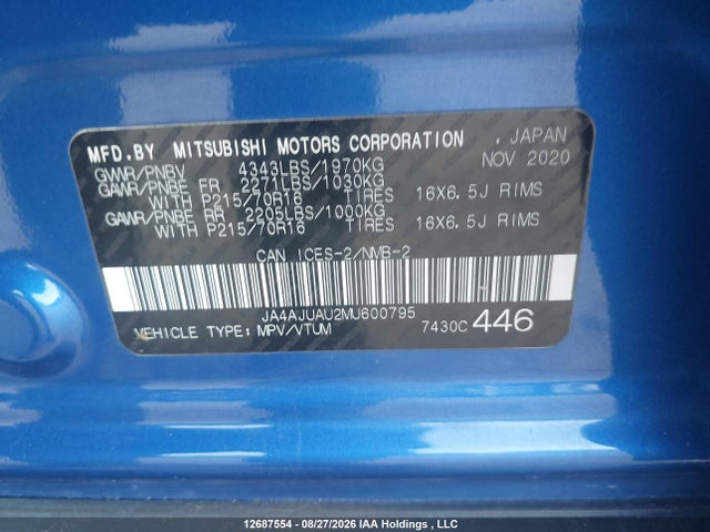 JA4AJUAU2MU600795 Mitsubishi RVR ES
