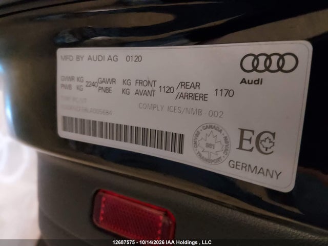 12687575 :رقم المزاد ، WAUFNCF58LA005684 vin ، 2020 Audi A5 Progressiv مزاد بيع
