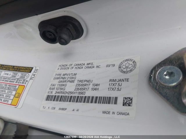 Auction sale of the 2019 Honda Cr-v Lx, vin: 2HKRW2H25KH118963, lot number: 12687599