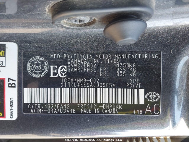 2010 Toyota Corolla Matrix მანქანა იყიდება აუქციონზე, vin: 2T1KU4EE9AC309854, აუქციონის ნომერი: 12687616