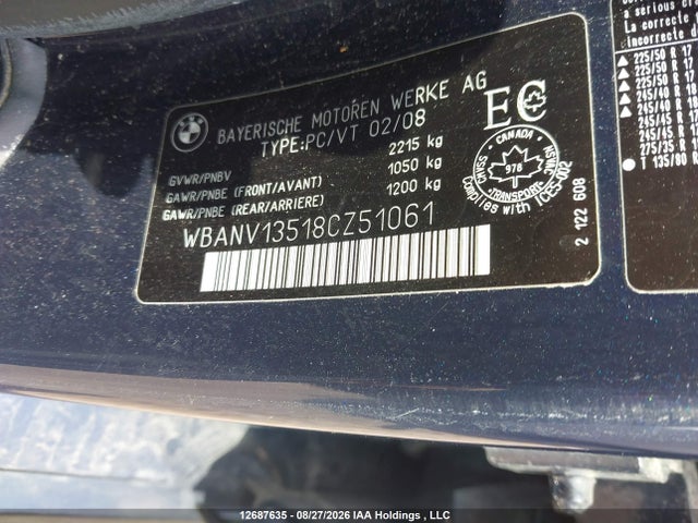 Продажа на аукционе авто 2008 Bmw 528xi, vin: WBANV13518CZ51061, номер лота: 12687635