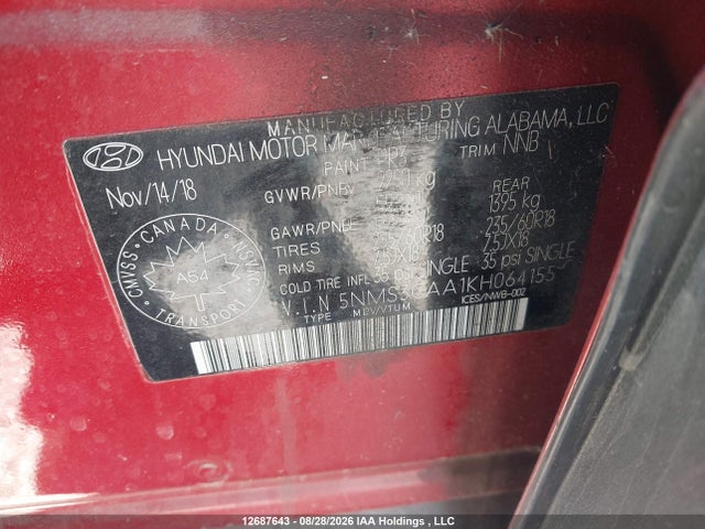 Hyundai Santa Fe Luxury 2019 5NMS3CAA1KH064155 Image 19