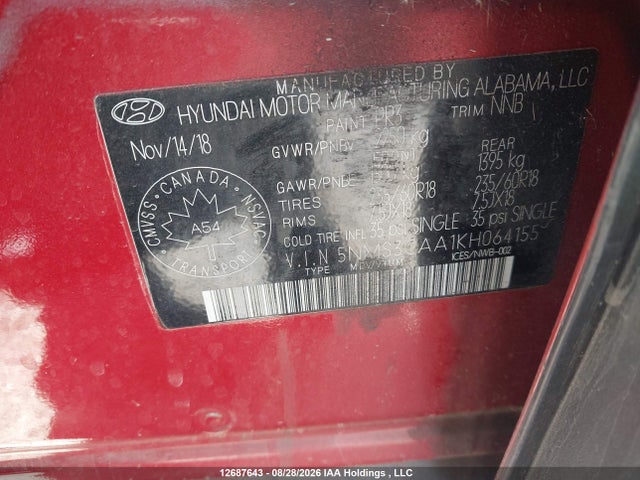 Hyundai Santa Fe Luxury 2019 5NMS3CAA1KH064155 Image 9