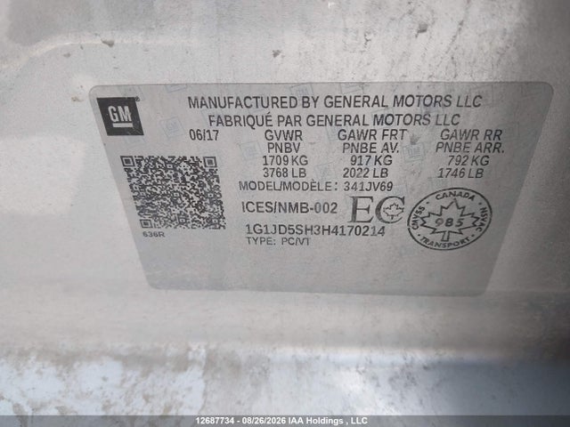 1G1JD5SH3H4170214 Chevrolet SONIC LT
