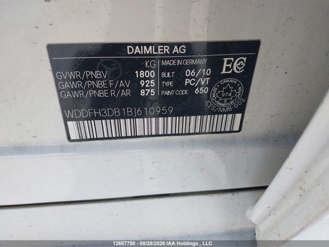 Продаж на аукціоні авто 2011 Mercedes-benz B 200, vin: WDDFH3DB1BJ610959, номер лоту: 12687750