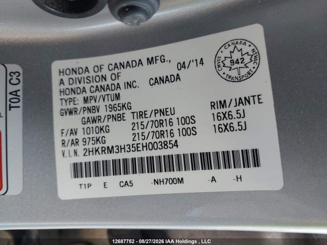 Honda CR-V LX 2014 2HKRM3H35EH003854 Image 9