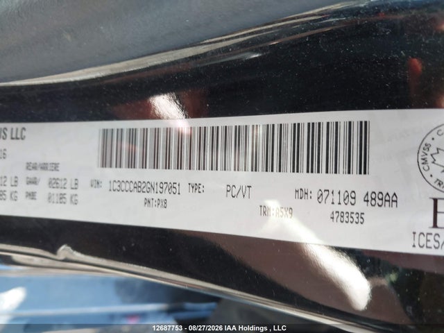 1C3CCCAB2GN197051 Chrysler 200 Limited