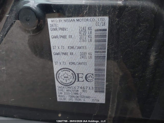 Nissan Rogue 2018 5N1AT2MV5JC746713 Image 9