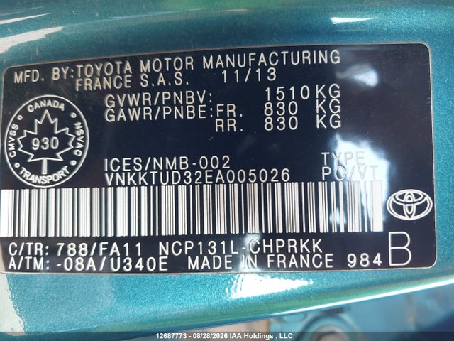 VNKKTUD32EA005026 Toyota YARIS LE