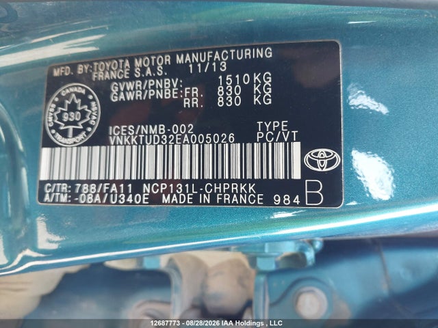 VNKKTUD32EA005026 Toyota YARIS LE