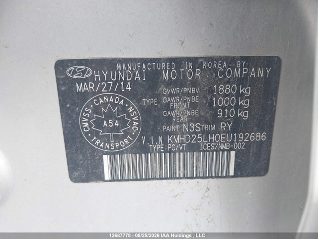 Aukcja sprzedaży 2014 Hyundai Elantra Gt Gl, vin: KMHD25LH0EU192686, numer aukcji: 12687778