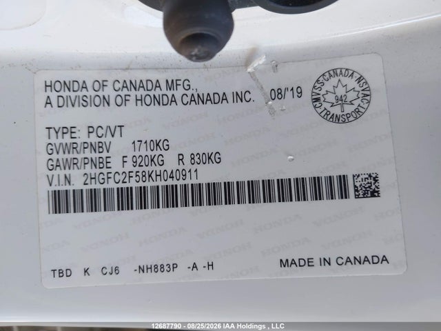 Honda Civic Lx 2019 2HGFC2F58KH040911 Image 19