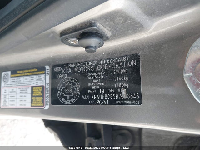 Продажа на аукционе авто 2011 Kia Rondo, vin: KNAHH8C85B7338545, номер лота: 12687845