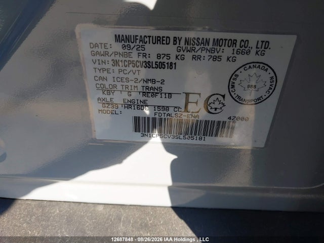 3N1CP5CV3SL505181 Nissan Kicks Play Sv Cvt