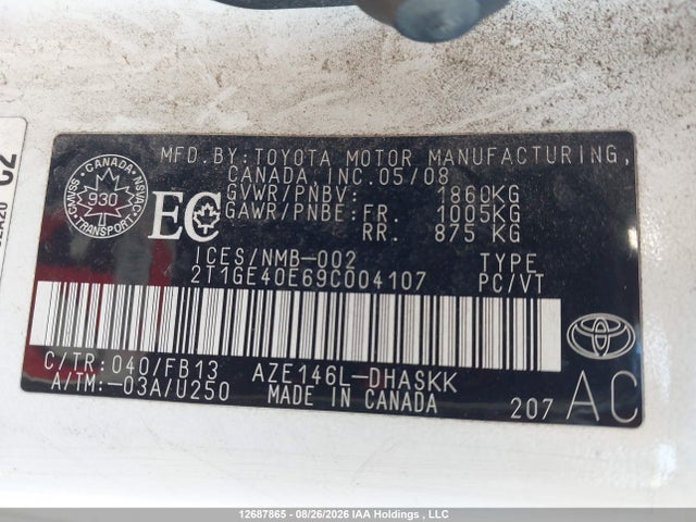 Продажа на аукционе авто 2009 Toyota Matrix Xrs, vin: 2T1GE40E69C004107, номер лота: 12687865