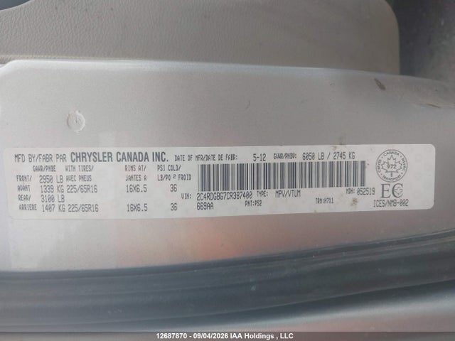 Продаж на аукціоні авто 2012 Dodge Grand Caravan Se, vin: 2C4RDGBG7CR387400, номер лоту: 12687870