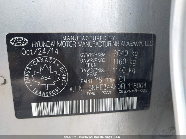 Продажа на аукционе авто 2015 Hyundai Sonata Sport/limited, vin: 5NPE34AF0FH118004, номер лота: 12687871