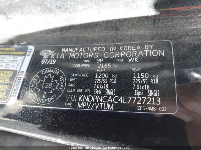KNDPNCAC4L7727213 KIA Sportage Ex/ex Premium/ex Premium S/ex S/ex Tech