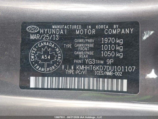 Продаж на аукціоні авто 2013 Hyundai Genesis Coupe 2.0t, vin: KMHHT6KD7DU101107, номер лоту: 12687931