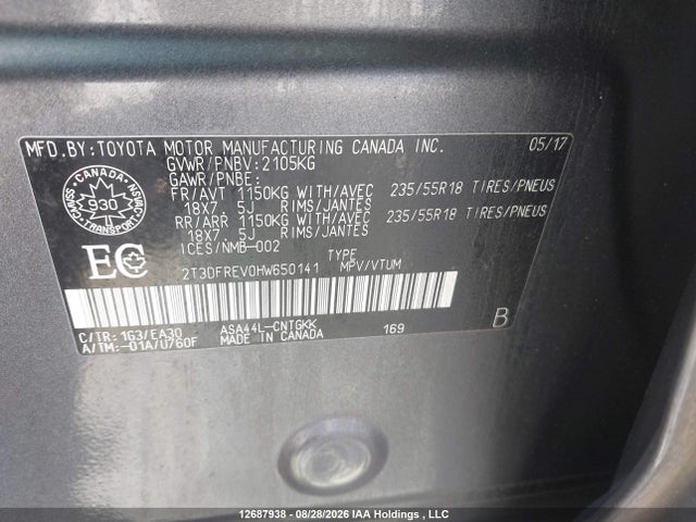 Toyota Rav4 Limited/se/platinum 2017 2T3DFREV0HW650141 Image 9