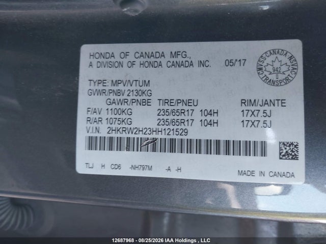 Honda CR-V LX 2017 2HKRW2H23HH121529 Image 9