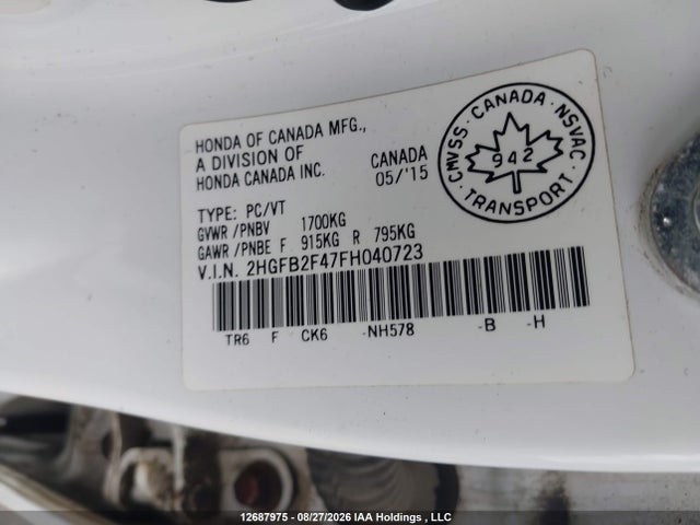 2HGFB2F47FH040723 Honda Civic