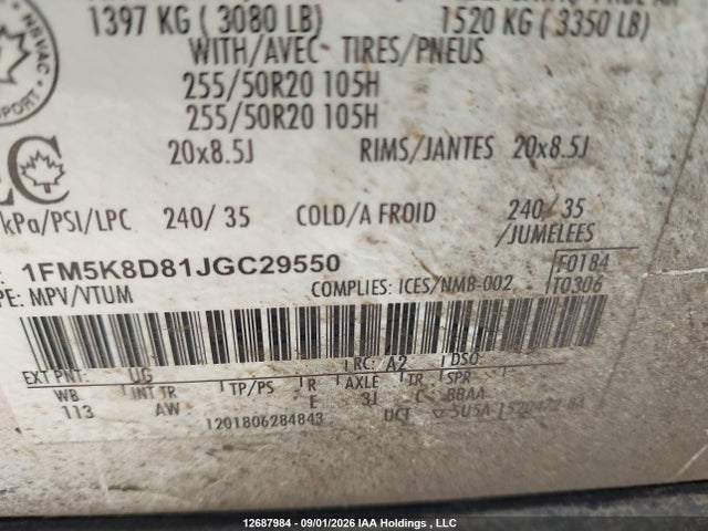 Ford EXPLORER XLT 2018 1FM5K8D81JGC29550 Image 17