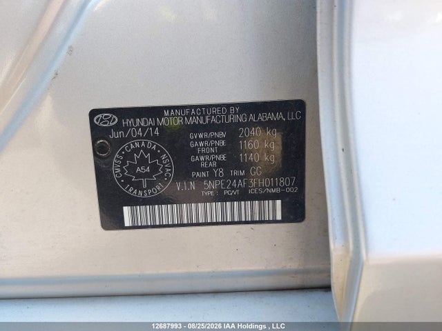 Hyundai SONATA GLS 2015 5NPE24AF3FH011807 Image 9