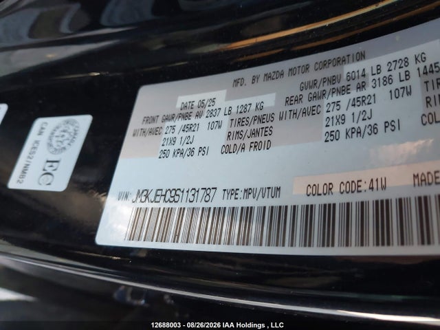 Aukcja sprzedaży 2025 Mazda Cx-70 Mild Hybrid Inline 6 Turbo Signature, vin: JM3KJEHC9S1131787, numer aukcji: 12688003