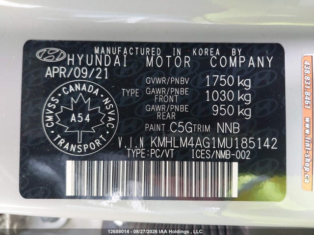 Aukcja sprzedaży 2021 Hyundai Elantra Preferred Ivt, vin: KMHLM4AG1MU185142, numer aukcji: 12688014