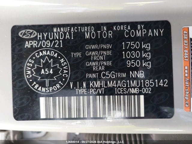 KMHLM4AG1MU185142 Hyundai Elantra Preferred Ivt