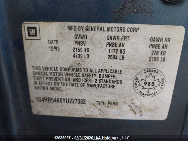 Продажа на аукционе авто 2000 Buick Lesabre Limited, vin: 1G4HR54K8YU227082, номер лота: 12688057