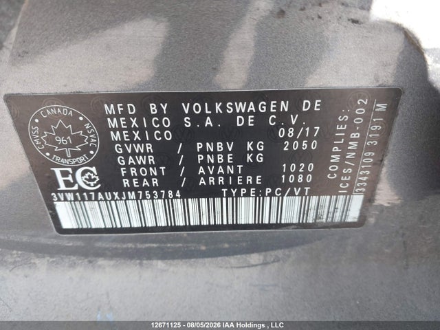 3VW117AUXJM753784 Volkswagen Golf Sportwagen 1.8 Tsi Comfortline/1.8 Tsi Trendline