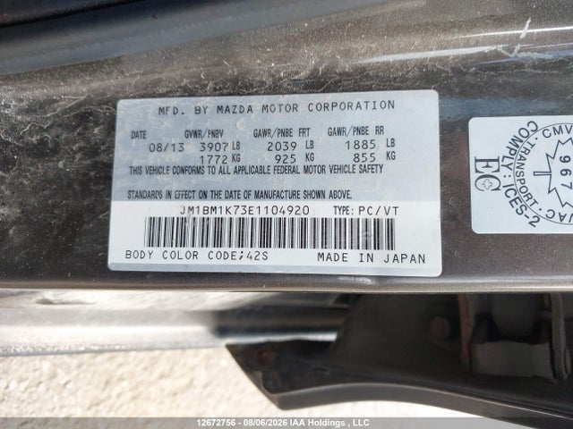 JM1BM1K73E1104920 Mazda Mazda3 Gx-sky