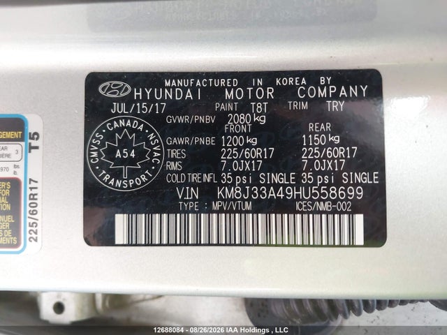 Hyundai Tucson Premium 2017 KM8J33A49HU558699 Image 9