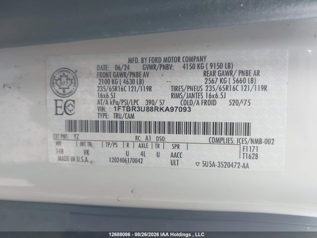 Ford Transit T-250 2024 1FTBR3U88RKA97093 Image 9