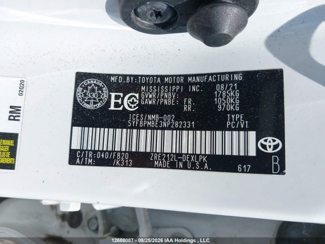 Toyota Corolla 2022 5YFBPMBE3NP282331 Image 20