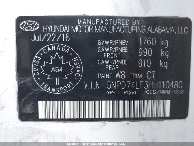 Hyundai Elantra L 2017 5NPD74LF3HH110480 Image 9